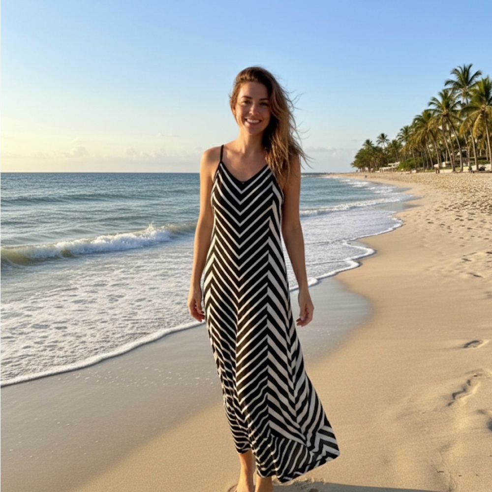 Jessica Simpson Black and White Maxi Dress